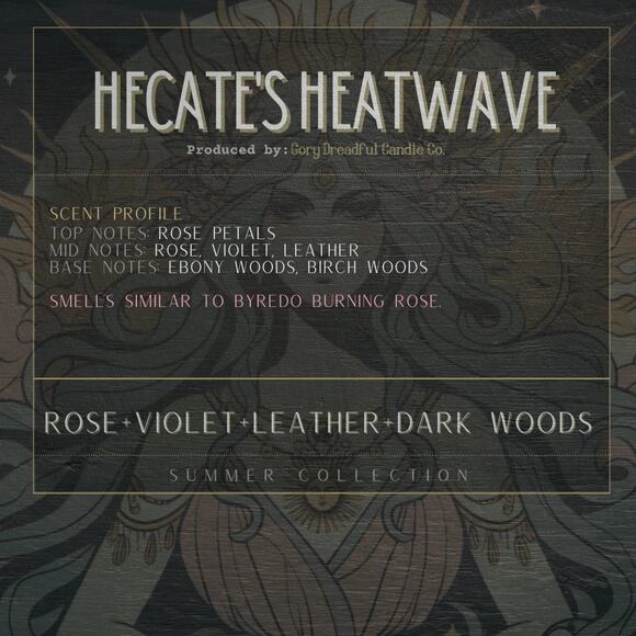 Hecate's Heatwave Luxury Wickless Candle: Rose Violet Leather Dark Woods Scent - Picture 2 of 10